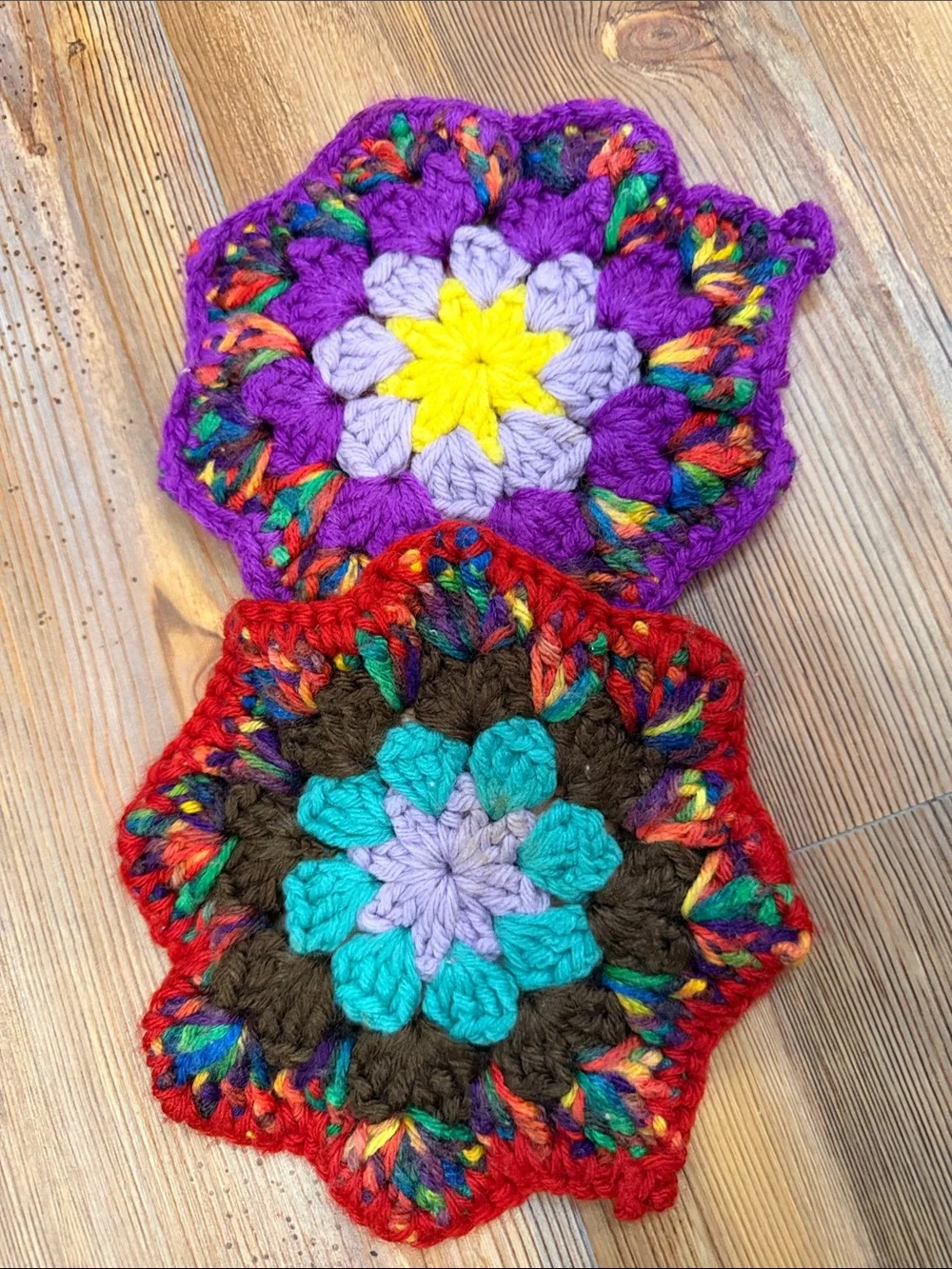 Vintage Multicolor Hand Crocheted Trivets/Hot Pads